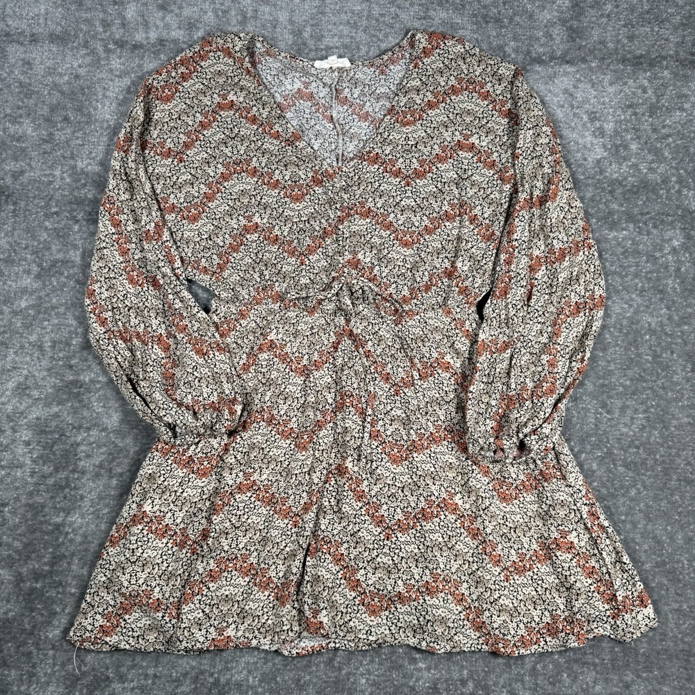 Promesa Dress Women's Medium Boho Dolman Long Sleeve Mini Pockets V Neck